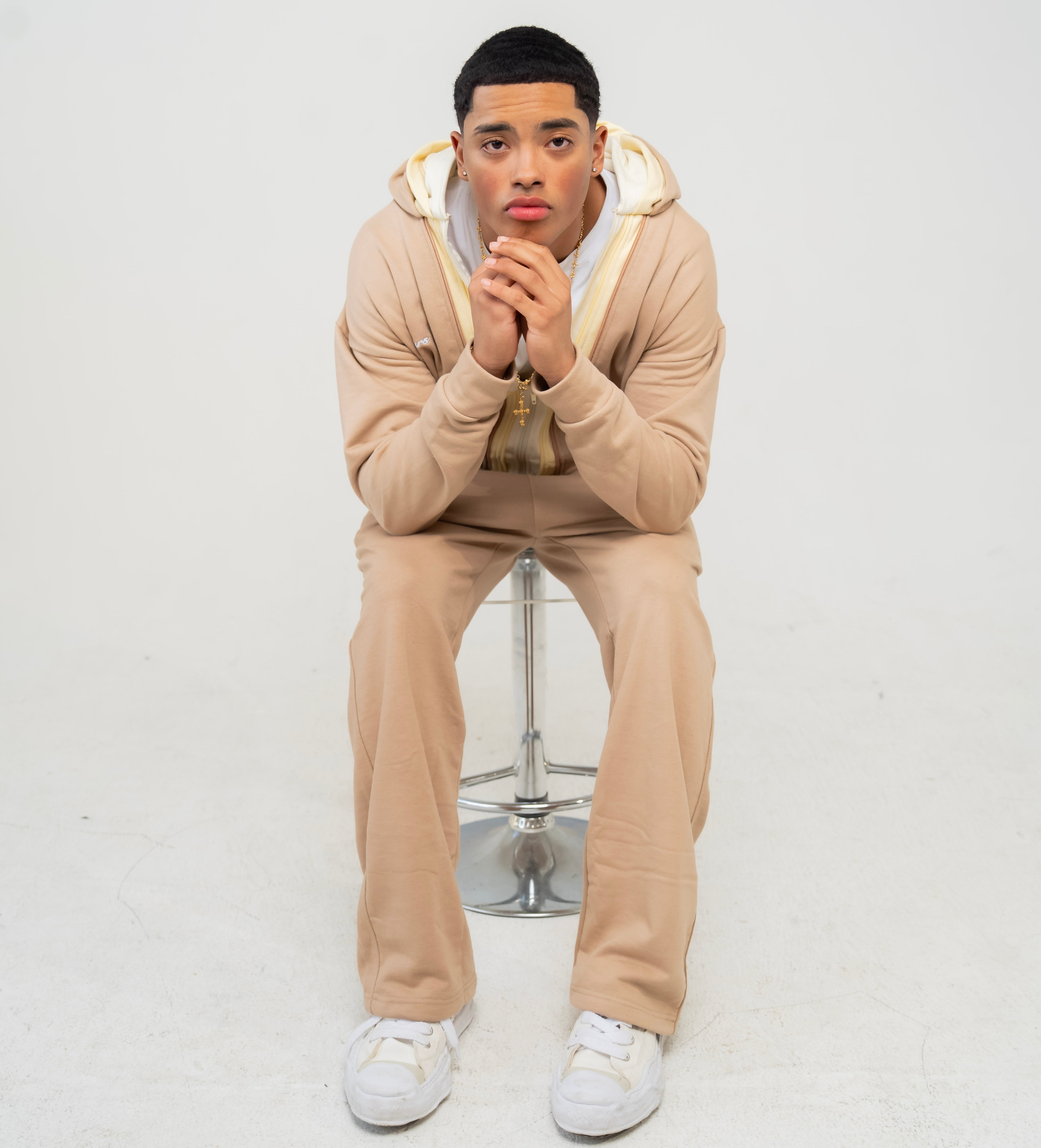 Find Yours ☮︎ Beige Tones Triple Zip Sweatsuit