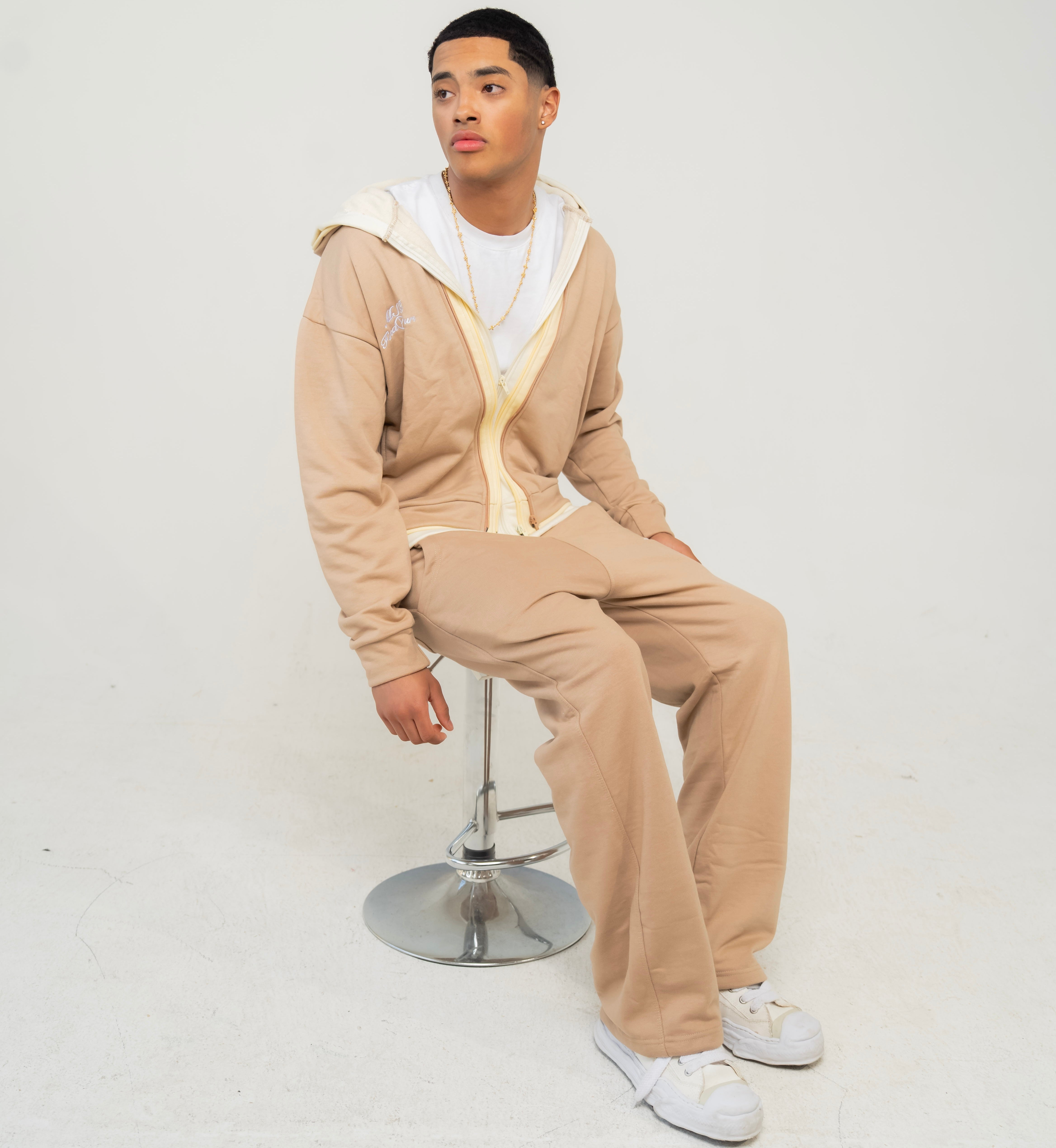 Find Yours ☮︎ Beige Tones Triple Zip Sweatsuit